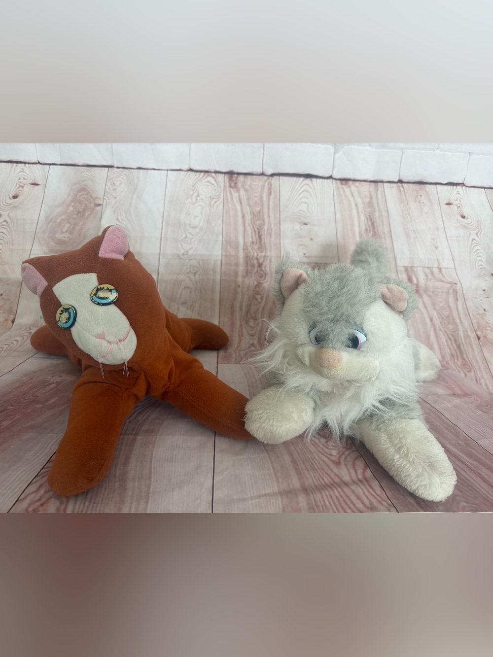 Vintage Tonka Pound Purries Cat Plush Lot of 2 Brown & Gray Kitties 🐈⬛